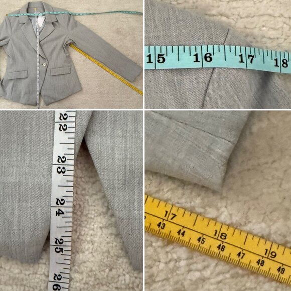 Ecru Womens Gray Blazer Size 8 Classic Shaped One Button Workwear Career Jacket - Picture 6 of 11